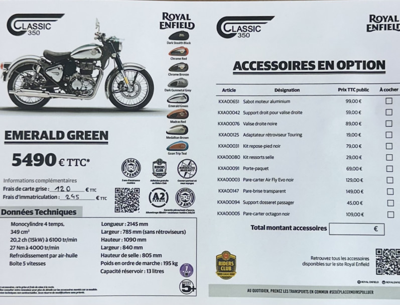 ROYAL ENFIELD CLASSIC 350 EMERALD GREEN